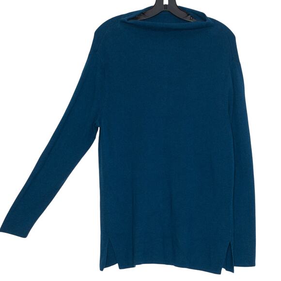 J Jill Sweater Mock Neck Minimalist Cozy Boho Athleisure Normcore Blue Large - Picture 6 of 6